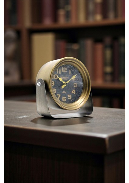 Metal Vintage Sessiz Masa Saati – Altın Renk, Sessiz Mekanizma, Dekoratif Retro Tasarım