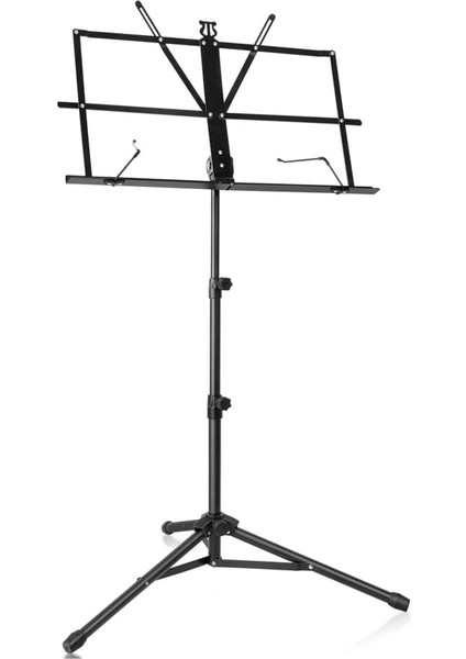 Metal Nota Sehpası, Taşınabilir, Yüksekliği Ayarlanabilir, Üç Ayaklı Tripod ve Nota Dosyası, Kullanımı, Uzun Ömürlü, Siyah