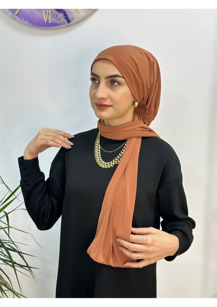 Ithal Kumaş Çıtçıtlı Hazır Şal Iki Sekılde Kullanılır Kiremit Renk