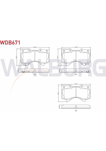 WALBURG-WDB671 - Fren Balata On Ikazlı Toyota Land Cruıser 4.7 V8 2008- / Land Cruıser 4.5 D V8 2008- / Land Cruıser 3.0 D-4d 2008-