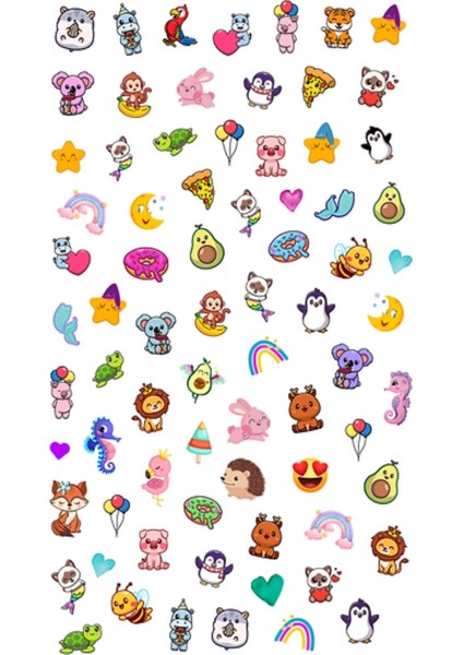 Çok Renkli Hayvan Temalı Kız Çocuk Tırnak Sticker fiyatları