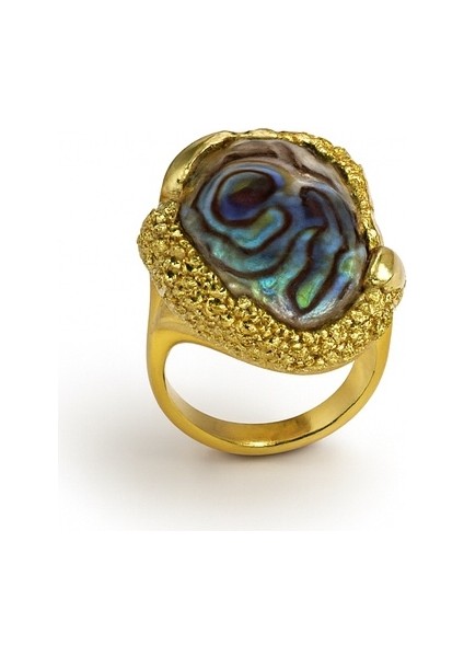 14K Gold Plated Marea Blu Yüzük