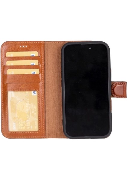 Apple iPhone 16 Plus Uyumlu, Hakiki Deri, El Yapımı, Cüzdanlı Kılıf, Gölgeli Taba fiyatları
