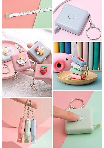 Sevimli Yumuşak Stickerlı 150 cm Uzunluğunda Pratik Taşınabilir Çanta Boy Anahtarlıklı Mezura indirimleri