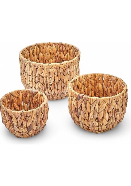 3'lü El Yapımı Doğal Hasır Yuvarlak Saksı Seti, Hasır El Yapımı Yuvarlak Örgü Saksı 3'lü Set, Rattan Saksı Seti, (22CM*15CM-18CM*13CM-14CM*11CM) modelleri