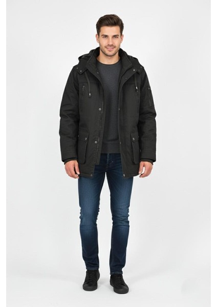 Erkek Spor Kanvas Kapüşonlu Parka 85134 BGL-ST04883