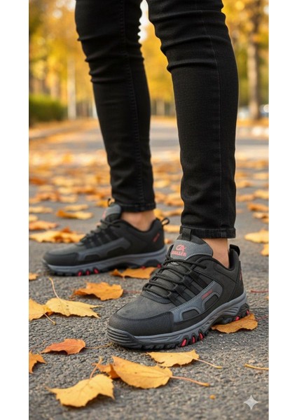 Erkek Su Geçirmez Ortopedik Outdoor Ayakkabı - Siyah Kırmızı fiyatları