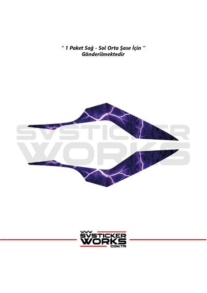 Cfmoto 250SR Orta Şase Kaplama Mor Şimşek Desen Sticker modelleri
