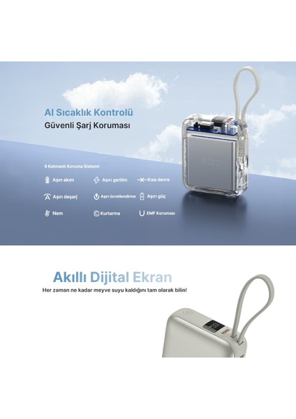 10000MAH Powerbank Siyah - 35W Hızlı Şarj - Taşınabilir Şarj Cihazı