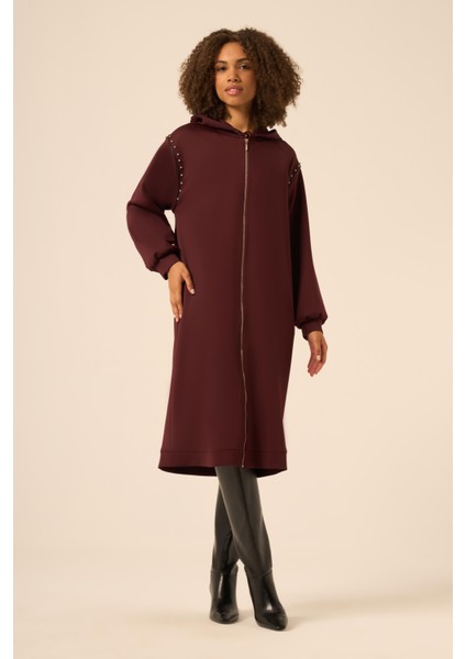 Ftz Taş Detay Kap Bordo 31215