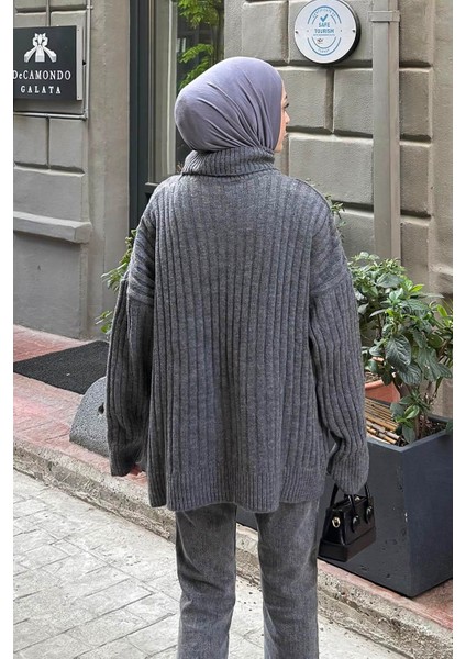 Balıkçı Yaka Kazak Antrasit fırsatları