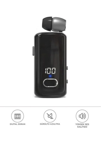 Torima F580 Siyah Kablosuz Kulaklık Bluetooth Geri Çekilebilir Yaka Kulaklığı