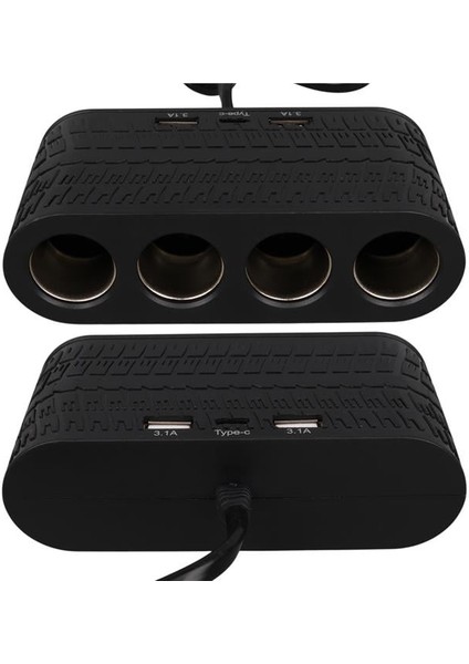 1654 12-24V Çift USB - Type-C 120W 80CM Kablolu 4'lü Araç Çakmak Çoklayıcı fırsatları