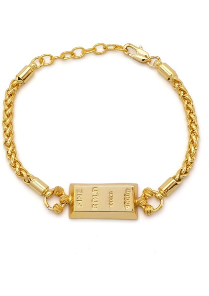 İmitasyon Altın Kaplama Örgü Desenli Külçe Bileklik BLK-1154