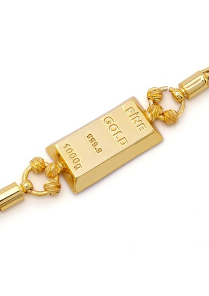 İmitasyon Altın Kaplama Örgü Desenli Külçe Bileklik BLK-1154 indirimleri