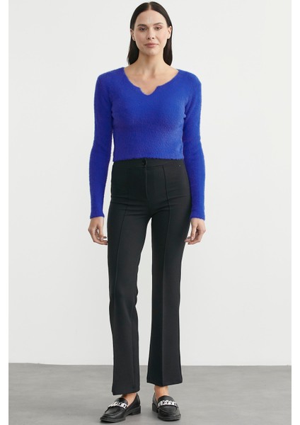 Yaka Detaylı Yumoş Crop Triko Kazak - Saks fiyatları