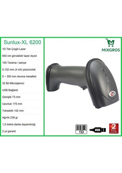XL-6200 Lazer El Barkod Okuyucu 1d fiyatları