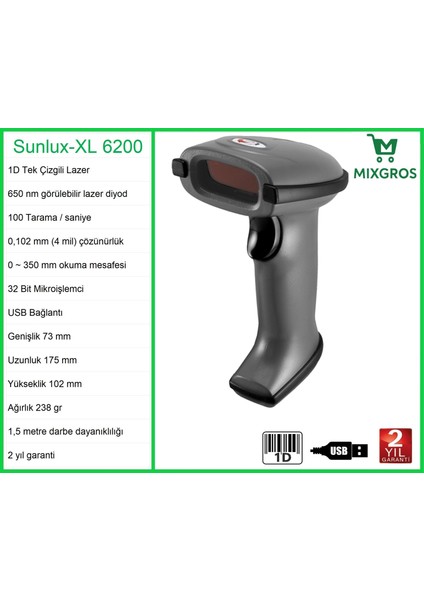 XL-6200 Lazer El Barkod Okuyucu 1d modelleri