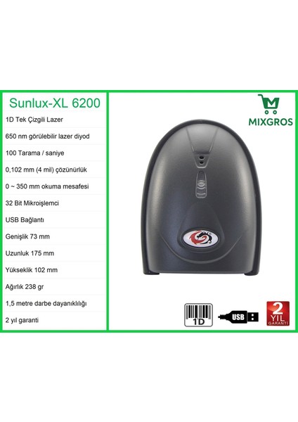 XL-6200 Lazer El Barkod Okuyucu 1d indirimleri