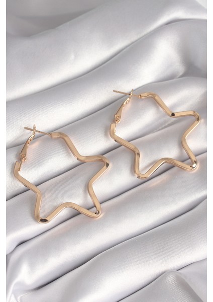 Pirinç Gold Renk Yıldız Model Kadın Küpe