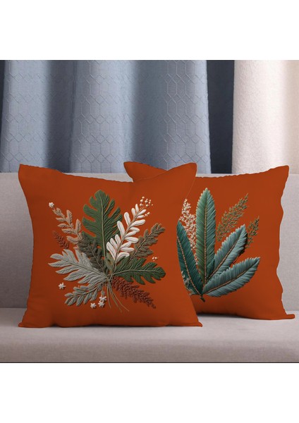 2 Li Kombin Nakış Desenli 3 Boyutlu Dijital Baskılı Kırlent Kılıfı