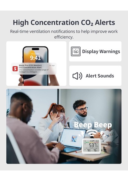Meter Pro Co2 Monitörü: Ndır Sensörlü Akıllı Hava Kalitesi, Termometre ve Higrometre fırsatları