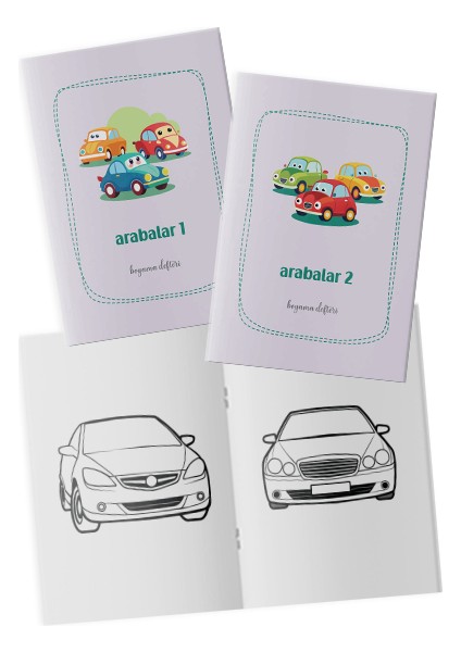 Arabalar Boyama Kitabı 2'li Set