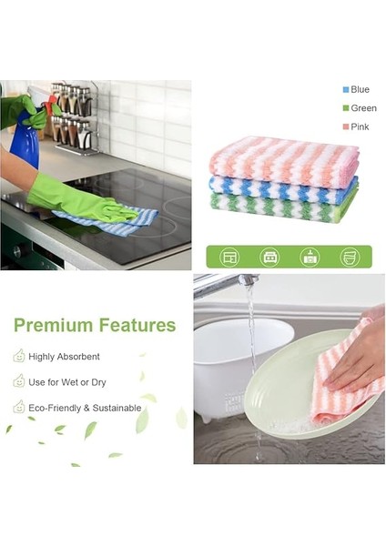 Mikrofiber Temizleme Bezleri, 3 Adet Süper Emici Mikrofiber Temizleme Bezi, Yeniden Kullanılabilir Mikrofiber Bulaşık Bezleri, Ev, Mutfak Için Çok Amaçlı Temizlik Havluları, Boyut 25 x 25 cm modelleri