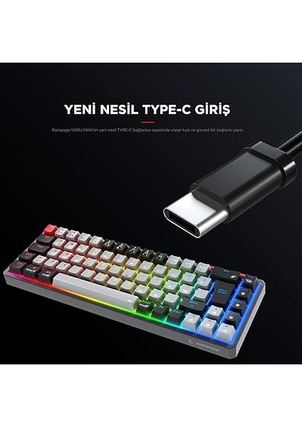 Yoru Mini Type-C Bağlantı Rgb Mekanik Gaming Oyuncu Klavyesi Red Switch Q Tr Hot Swap modelleri