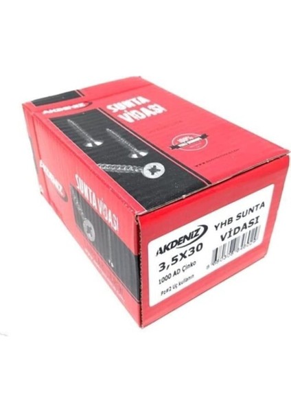 3.5X30 Sunta Vidası Çinko 1000 Adet