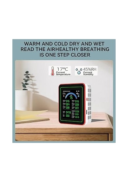 Kalitesi Ölçer 18 In 1 Co2 Tvoc Hcho Pm2.5 PM10 Sıcaklık Nemli Tespit Test Cihazı Iç Mekan Pilli Veri Depolama LCD Ev Ofis Arabası Için fiyatları