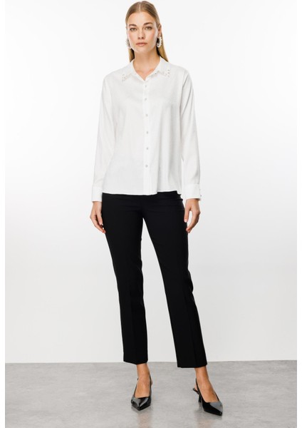 1535 Modailgi Yakası Taşlı Puan Jakarlı Gömlek