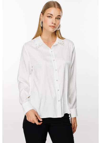 1535 Modailgi Yakası Taşlı Puan Jakarlı Gömlek modelleri