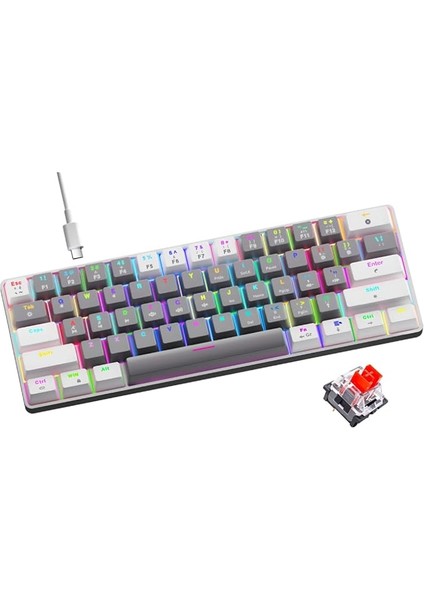 T60 Mekanik Oyuncu Klavyesi Red Switch Rgb LED Işıklı Kablolu Gaming Klavye