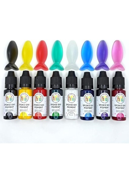 Epoksi Reçine Sıvı Pigment Boya Transparan Set 8 Renk 20 ml (160 Ml)