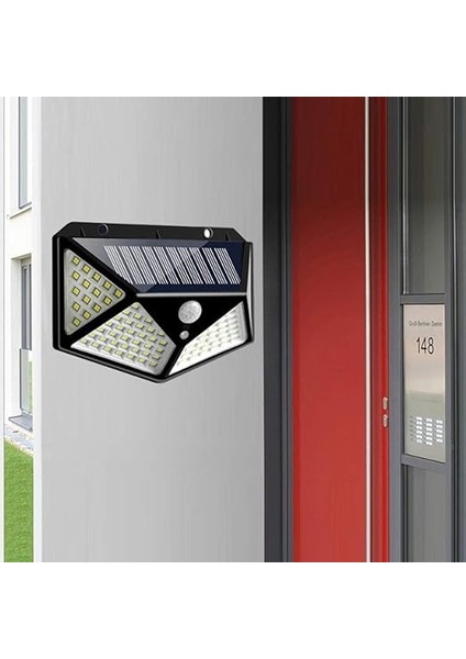 Solar Lamba 100 LED Pır Hareket Sensörlü Dış Duvar Lambası IP65 Bahçe Teras - 1 Adet fırsatları