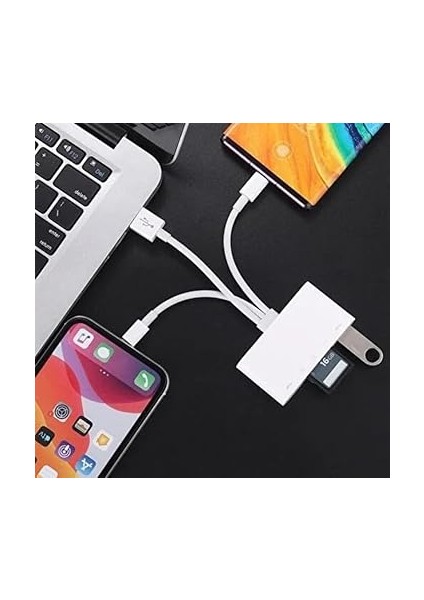 NK1032 Pro Type-C Lightning Usb-A To 2x Usb3.0 Sd Tf Pd Kart Okuyucu Çevirici Hub Adaptör modelleri