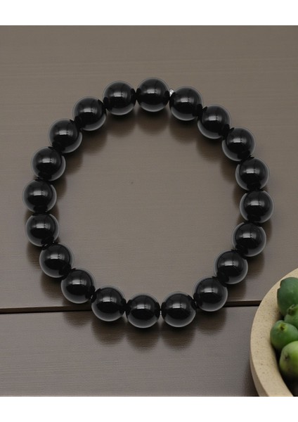 Oniks Doğal Taş Bileklik 10 mm Yuvarlak Kesim