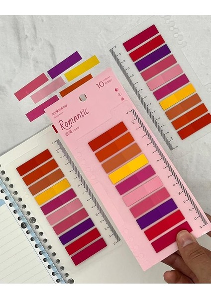 Gemi Dükkan 10 Renkli Cetvelli Romantic Şeffaf Pet Indeks/ındex Sticker/sticky Note/post-It