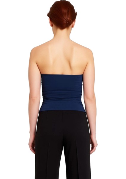 Kadın Straplez Bluz Dokulu Örme Kumaş ve Dikkat Çekici Detaylar Kaliteli Şık Rahat Modern Zarif modelleri