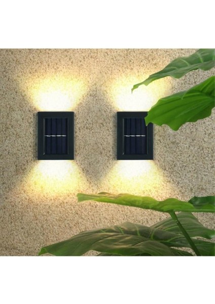 Çift Taraflı Duvar Lambası Güneş Enerjili Aydınlatma Dekorasyon Aplik Işık (2 Adet)