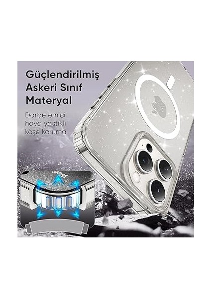 iPhone 14 Pro Max Için Magshine Serisi Magsafe ile Uyumlu Göz Alıcı ve Şık Simli Arka Tasarım Yüksek Kalite Materyal Premium Hybrid Kılıf Kapak (Şeffaf, 14 Pro Max) fiyatları