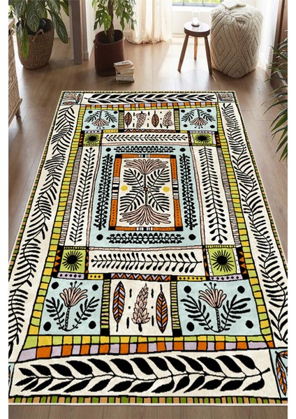 Dijital Baskılı Renkli Çiçek Motifli Kaymaz Taban Yıkanabilir Halı fiyatları