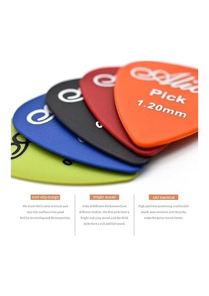 Gitar Seçtikleri, 30 Adet Kalp Şeklinde Gitar Penaları Akustik, Elektrik, Bas Gitar Için 0,58 Mm, 0,71 Mm, 0,81 Mm, 1,2 Mm, 1,5 mm (Rastgele Renkler) Dahil indirimleri