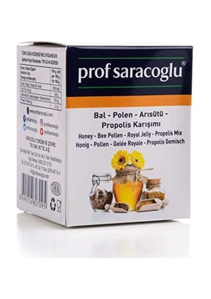 Prof Saracoglu Bal-Polen-Arısütü-Propolis Karışımı 240G