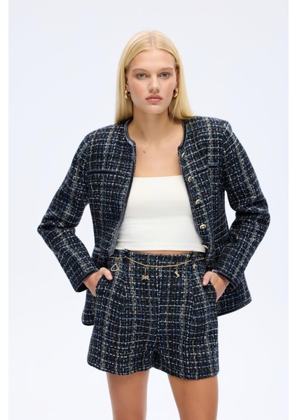 Zincir Detaylı Şort SRT01160 Lacivert