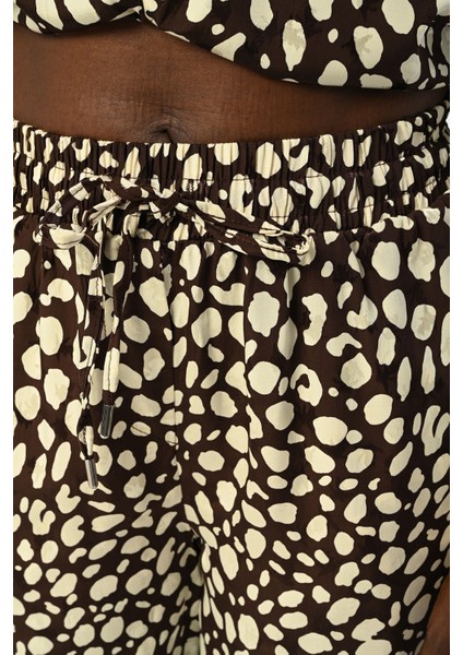 Kadın Beli Lastikli Bol Paça Desenli Pantolon fiyatları