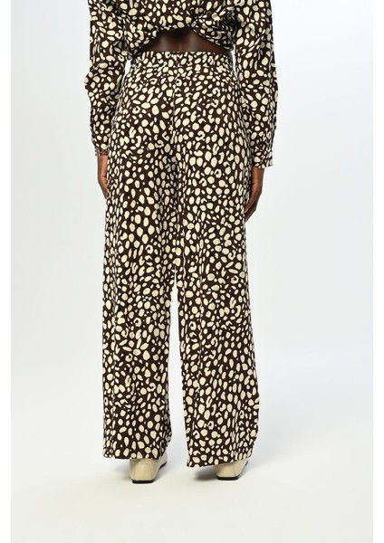 Kadın Beli Lastikli Bol Paça Desenli Pantolon modelleri