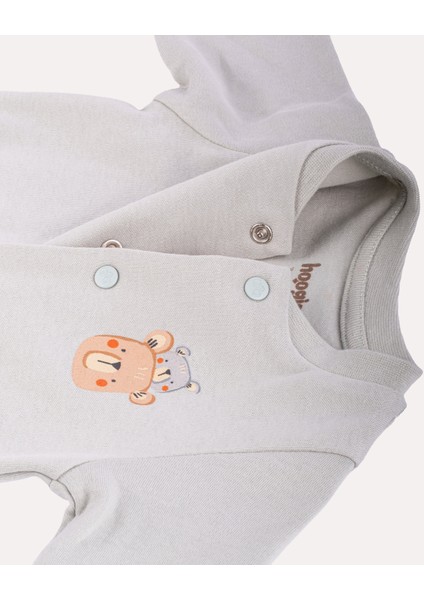 %100 Organik Pamuk Gots Sertifikalı Patikli Çıtçıtlı Teddy Bebek & Yenidoğan Tulum - Mint / Ayıcık Desenli modelleri