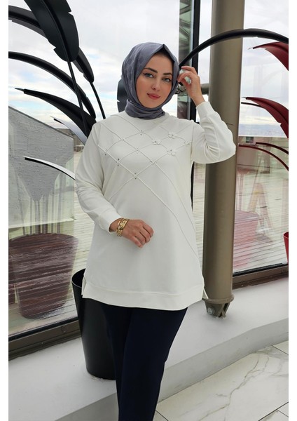 Kadın Dikme ve Taş Detaylı Tesettür Tunik modelleri